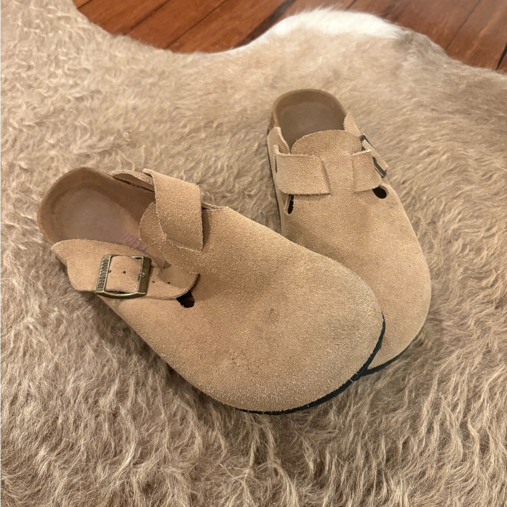 Tan Suede Buckle Shoes